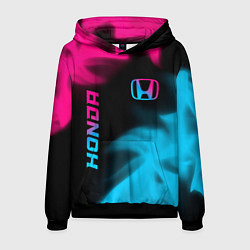 Толстовка-худи мужская Honda - neon gradient: надпись, символ, цвет: 3D-черный