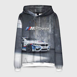 Толстовка-худи мужская BMW M4 GT4 - racing team - motorsport, цвет: 3D-белый