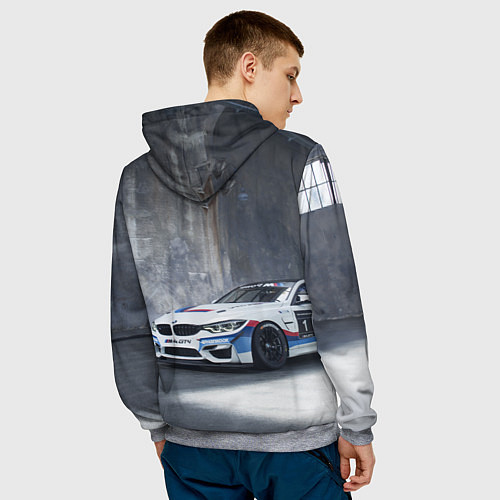 Мужская толстовка BMW M4 GT4 - racing team - motorsport / 3D-Меланж – фото 4