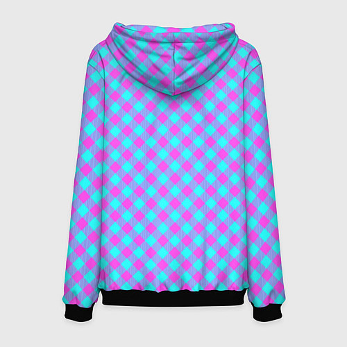 Мужская толстовка Фиолетовые и голубые квадратики / 3D-Черный – фото 2