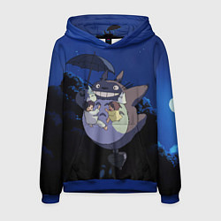 Толстовка-худи мужская Night flight Totoro, цвет: 3D-синий