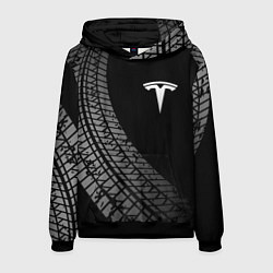 Толстовка-худи мужская Tesla tire tracks, цвет: 3D-черный