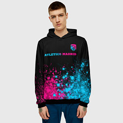 Толстовка-худи мужская Atletico Madrid - neon gradient: символ сверху, цвет: 3D-черный — фото 2