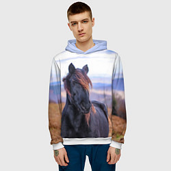 Толстовка-худи мужская Черный конь, цвет: 3D-белый — фото 2