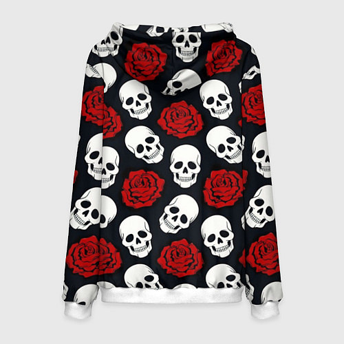 Мужская толстовка Весёлые черепки и розы / 3D-Белый – фото 2