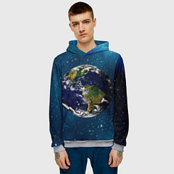 Толстовка-худи мужская Планета Земля, цвет: 3D-меланж — фото 2
