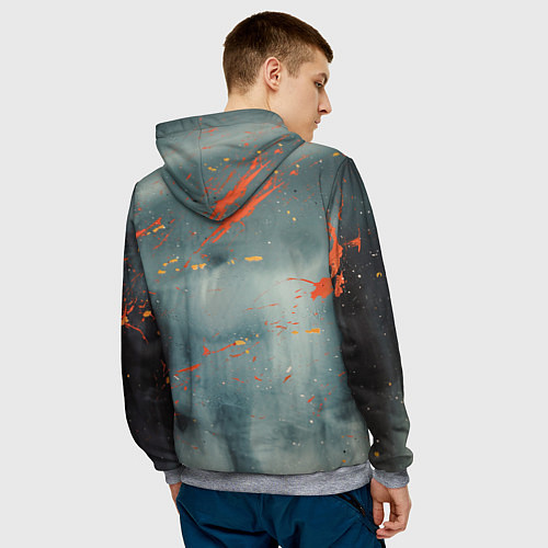 Мужская толстовка Абстрактное множество костюмов в тумане и краски / 3D-Меланж – фото 4