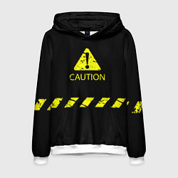 Толстовка-худи мужская CAUTION - Осторожно опасность, цвет: 3D-белый