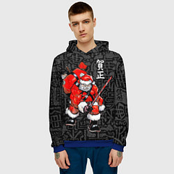 Толстовка-худи мужская Santa Claus Samurai, цвет: 3D-синий — фото 2