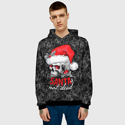 Толстовка-худи мужская Skull in red hat, Santa is not dead, цвет: 3D-черный — фото 2