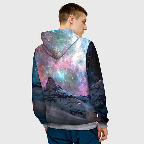 Мужская толстовка Снежная вершина и бесконечное космическое простран / 3D-Меланж – фото 4