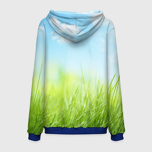 Мужская толстовка Зелень и небо / 3D-Синий – фото 2