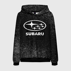 Толстовка-худи мужская Subaru с потертостями на темном фоне, цвет: 3D-черный