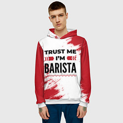 Толстовка-худи мужская Trust me Im barista white, цвет: 3D-белый — фото 2