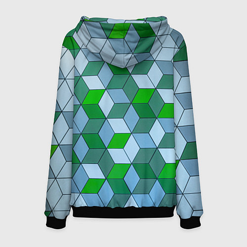 Мужская толстовка Зелёные и серые абстрактные кубы с оптической иллю / 3D-Черный – фото 2