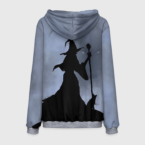 Мужская толстовка Halloween - силуэт ведьмы с котом / 3D-Меланж – фото 2