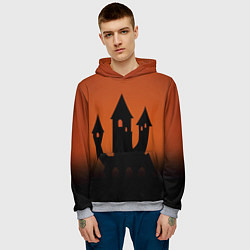Толстовка-худи мужская Halloween - замок ведьм, цвет: 3D-меланж — фото 2