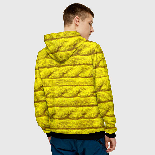 Мужская толстовка Жёлтый свитер - Осень-Зима 2028 / 3D-Черный – фото 4