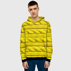 Толстовка-худи мужская Жёлтый свитер - Осень-Зима 2028, цвет: 3D-черный — фото 2