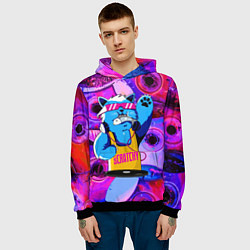 Толстовка-худи мужская DJ Scratchy in pink glasses, цвет: 3D-черный — фото 2