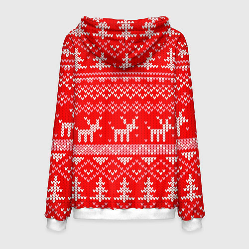 Мужская толстовка Рождественский красный свитер с оленями / 3D-Белый – фото 2