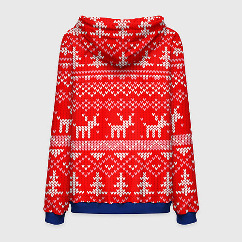 Мужская толстовка Рождественский красный свитер с оленями / 3D-Синий – фото 2