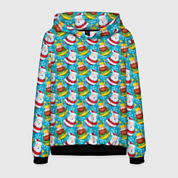 Толстовка-худи мужская Санта новогодний, цвет: 3D-черный