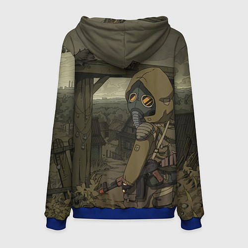 Мужская толстовка STALKER тень чернобыля нарисованный постер / 3D-Синий – фото 2