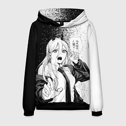 Толстовка-худи мужская Пауэр - Брызги - Человек-бензопила, цвет: 3D-черный