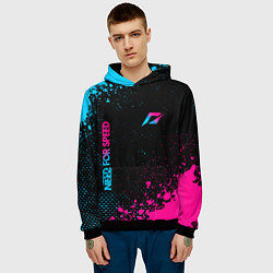 Толстовка-худи мужская Need for Speed - neon gradient: надпись, символ, цвет: 3D-черный — фото 2