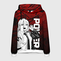 Толстовка-худи мужская Пауэр : Человек-бензопила, цвет: 3D-белый