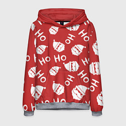 Толстовка-худи мужская Дед Мороз - Ho Ho, цвет: 3D-меланж