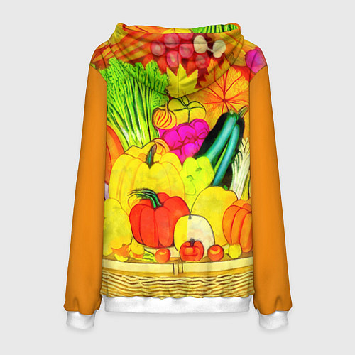 Мужская толстовка Плетеная корзина, полная фруктов и овощей / 3D-Белый – фото 2