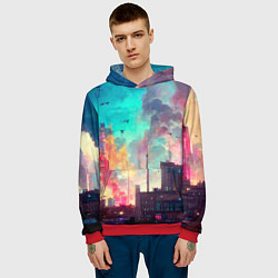 Толстовка-худи мужская Разъяренный город, цвет: 3D-красный — фото 2