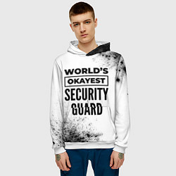 Толстовка-худи мужская Worlds okayest security guard - white, цвет: 3D-белый — фото 2