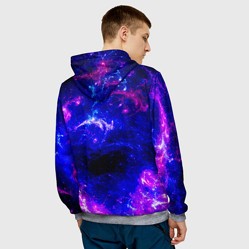 Мужская толстовка Неоновый космос со звездами / 3D-Меланж – фото 4