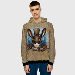 Толстовка-худи мужская Ретро кролик, цвет: 3D-черный — фото 2
