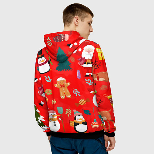 Мужская толстовка Merry christmas art / 3D-Черный – фото 4