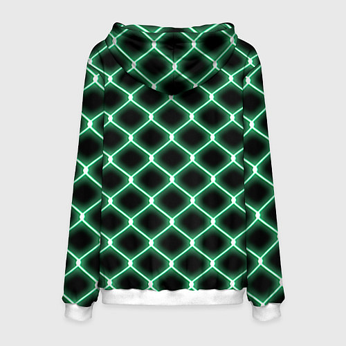 Мужская толстовка Зелёная неоновая сетка / 3D-Белый – фото 2