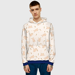 Толстовка-худи мужская Милый кролик паттерн, цвет: 3D-синий — фото 2