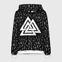 Толстовка-худи мужская Valknut runes pattern, цвет: 3D-белый