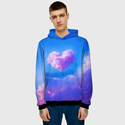 Толстовка-худи мужская Облако в форме сердца, цвет: 3D-черный — фото 2