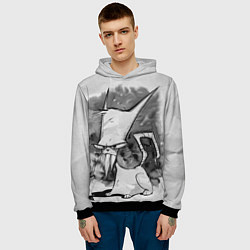 Толстовка-худи мужская Кот зловред - червяк джим, цвет: 3D-черный — фото 2