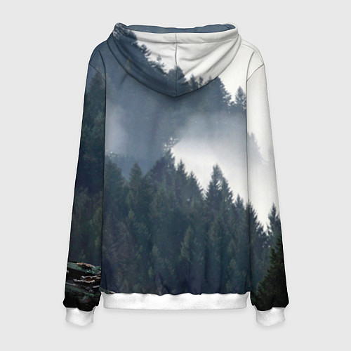 Мужская толстовка Волк на фоне леса / 3D-Белый – фото 2