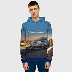 Толстовка-худи мужская Lamborghini Huracan STO - car racing, цвет: 3D-синий — фото 2