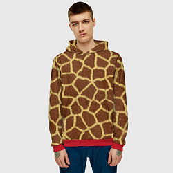 Толстовка-худи мужская Текстура жирафа, цвет: 3D-красный — фото 2