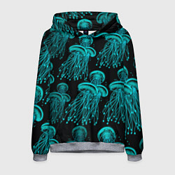 Толстовка-худи мужская Неоновые медузы, цвет: 3D-меланж