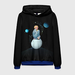 Толстовка-худи мужская Pinup женщина на Луне, цвет: 3D-синий