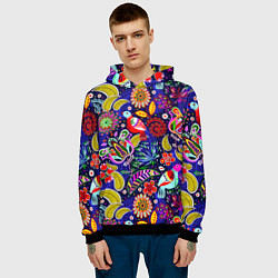 Толстовка-худи мужская Multicolored floral patterns, цвет: 3D-черный — фото 2