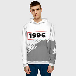 Толстовка-худи мужская 1996 - в красной рамке на светлом, цвет: 3D-белый — фото 2